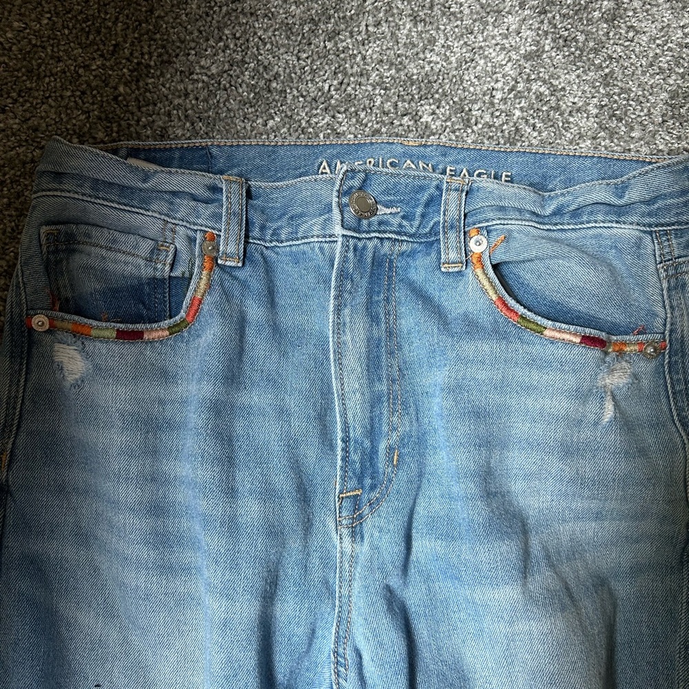 Embroidered American Eagle Mom Jean